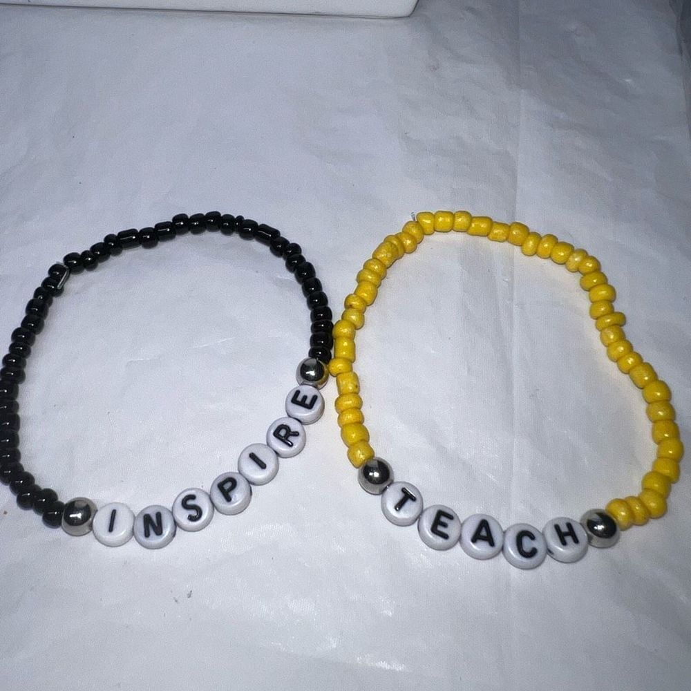 Bracelets Set of Two‎ Letter Block “Teach” and “Inspire”